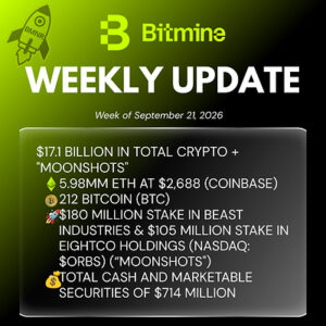 Bitmine Immersion Technologies (BMNR) Announces ETH Holdings Reach 5.98 Million Tokens, and Total Crypto and Total Cash Holdings of .1 Billion Bitmine Immersion Technologies (BMNR) Announces ETH Holdings Reach 5.98 Million Tokens, and Total Crypto and Total Cash Holdings of .1 Billion