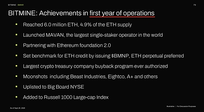 Bitmine Immersion Technologies (BMNR) Announces ETH Holdings Reach 6.04 Million Tokens, and Total Crypto and Total Cash & Marketable Securities Holdings of .1 Billion