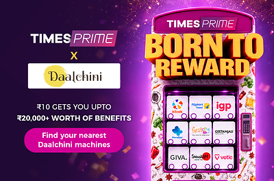 Times Prime Takes 'Born to Reward' to Daalchini Vending Machines, with Golden Tickets Worth ₹20,000  Times Prime Takes 'Born to Reward' to Daalchini Vending Machines, with Golden Tickets Worth ₹20,000 Times Prime Reward